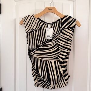H&M Black and Cream Patterned Tank Top